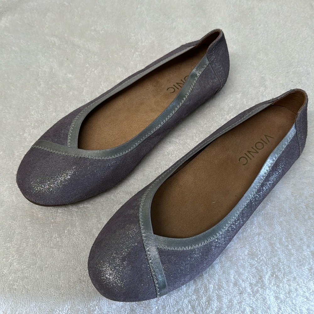Vionic Carroll‎ Shimmery Purple Pewter Ballet Flats Size 7